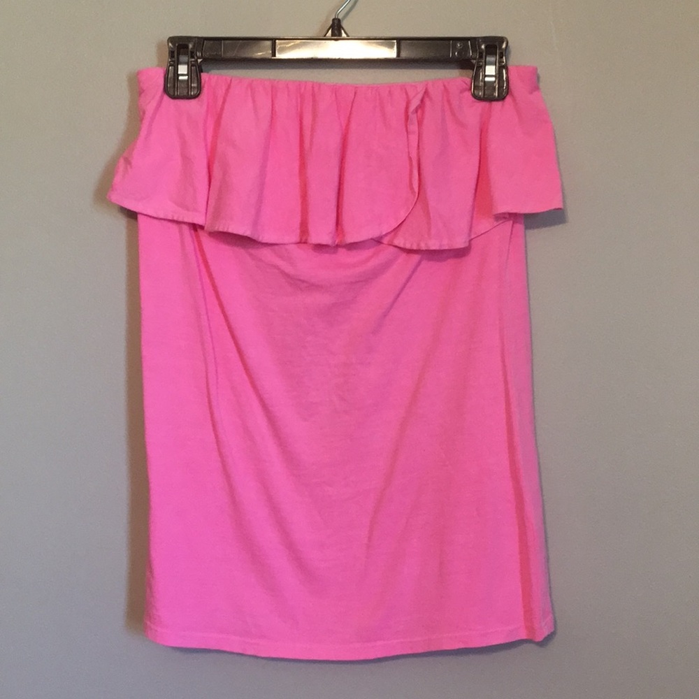 🐣SALE Lilly Pulitzer Pink Strapless Top W/ Ruffle